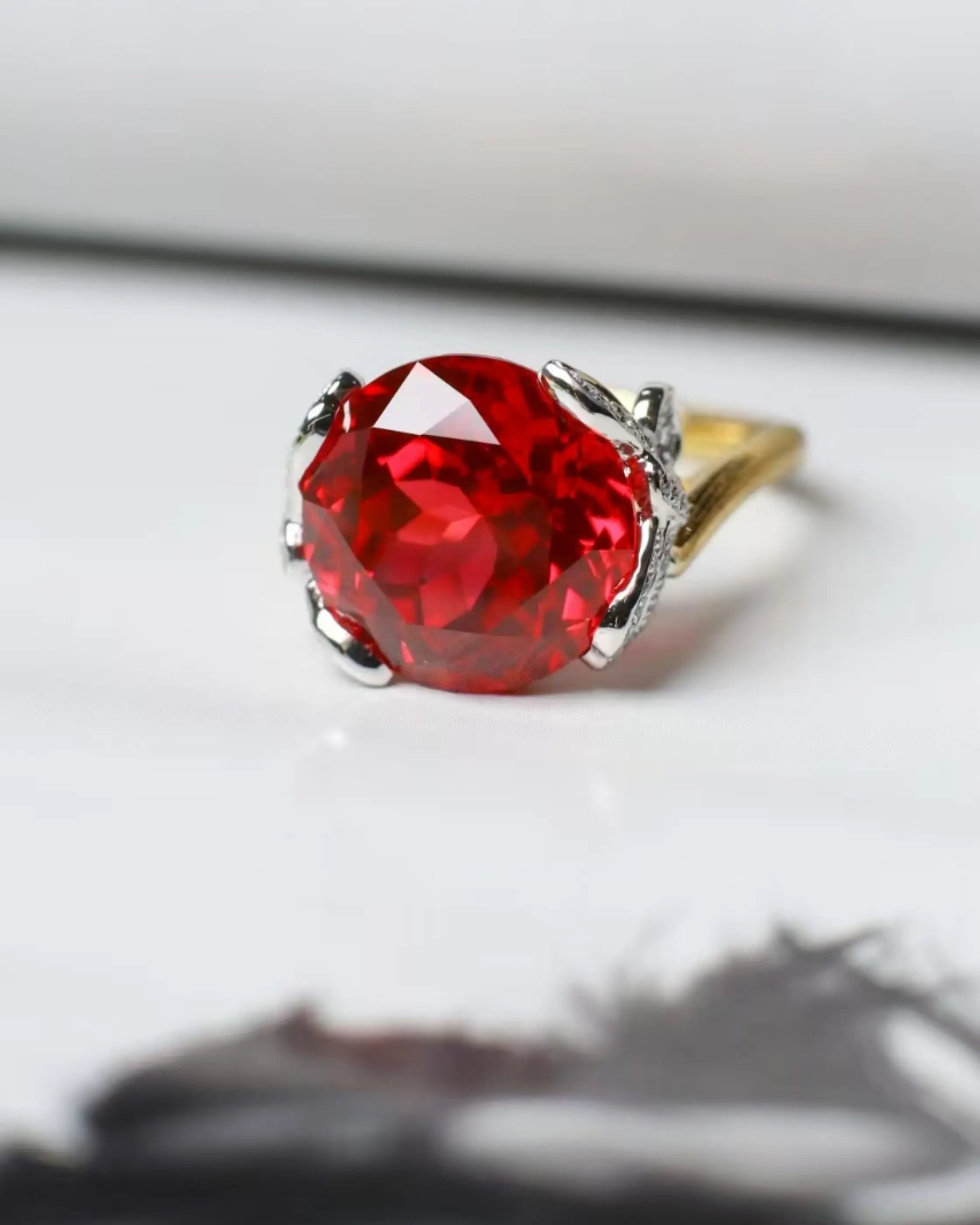 OEM/ODM/Wholesale 9K Gold Lab-Grown Ruby & Diamond Ring | 9.245ct Center | 0.102ct Accents | 4g