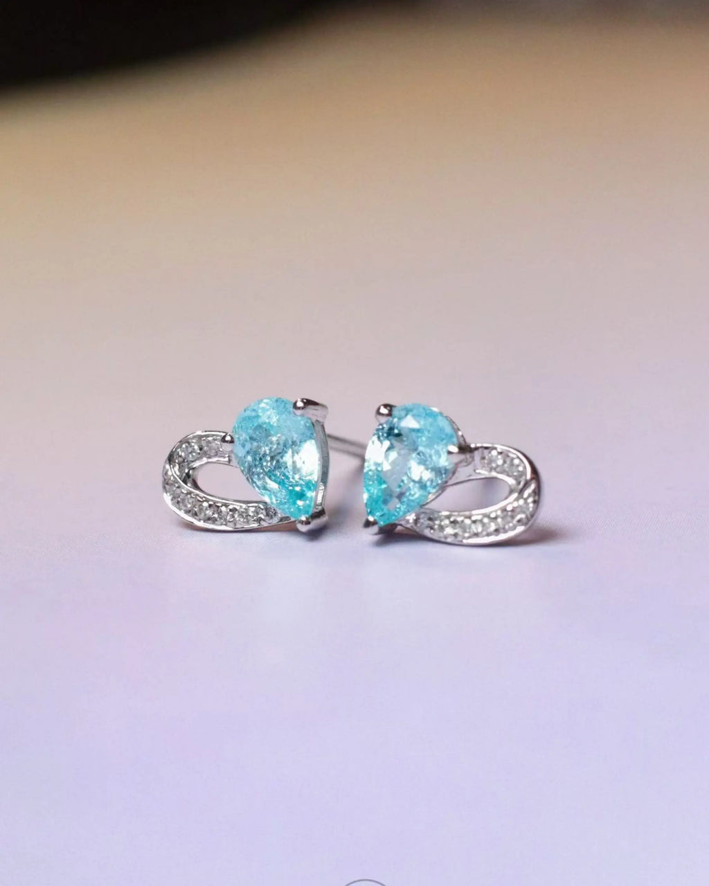 OEM/ODM/Wholesale 9K Gold Lab-Grown Paraíba Tourmaline & Diamond Earrings | 1.23ct Center | 0.046ct Accents | 1.8g