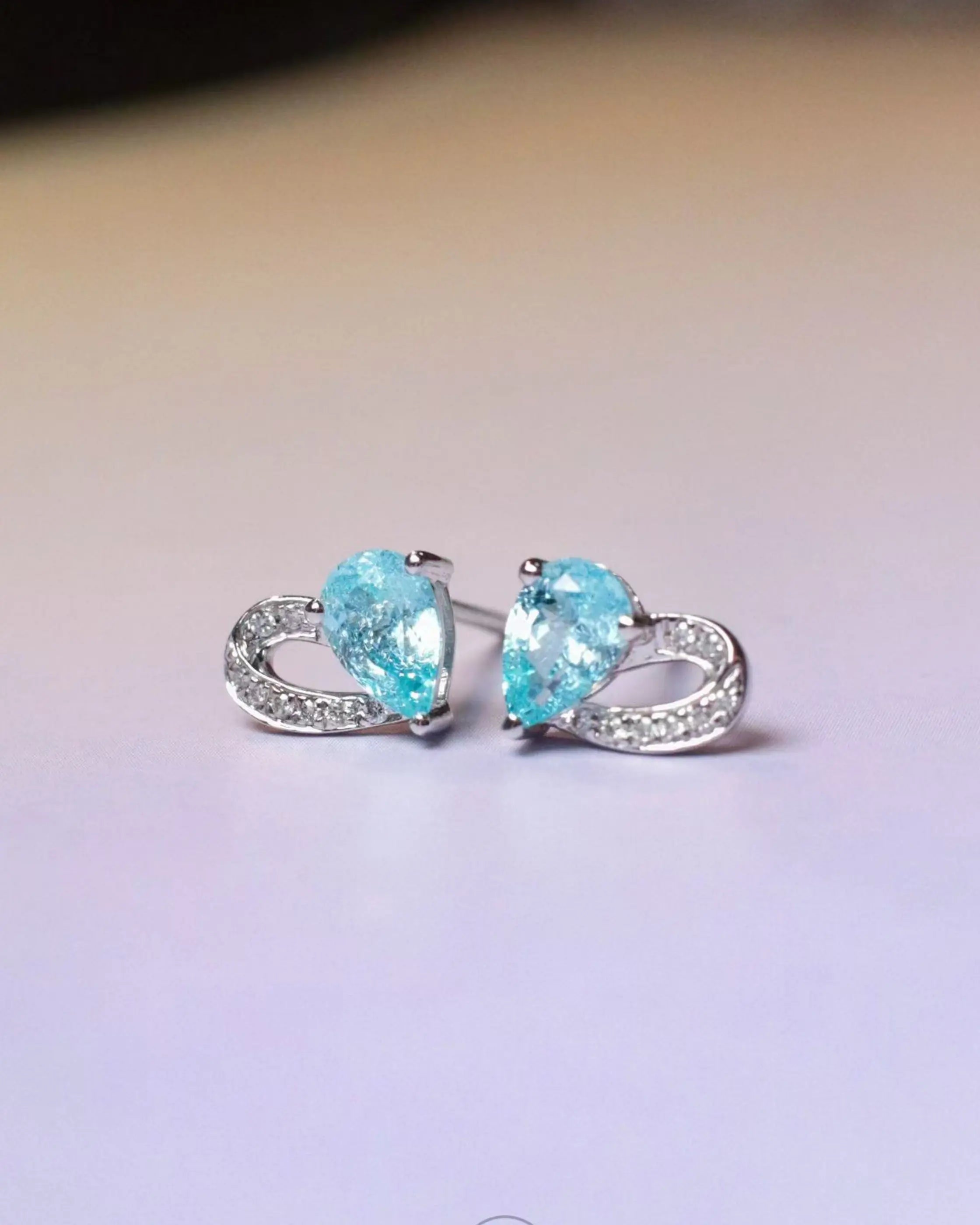 OEM/ODM/Wholesale 9K Gold Lab-Grown Paraíba Tourmaline & Diamond Earrings | 1.23ct Center | 0.046ct Accents | 1.8g
