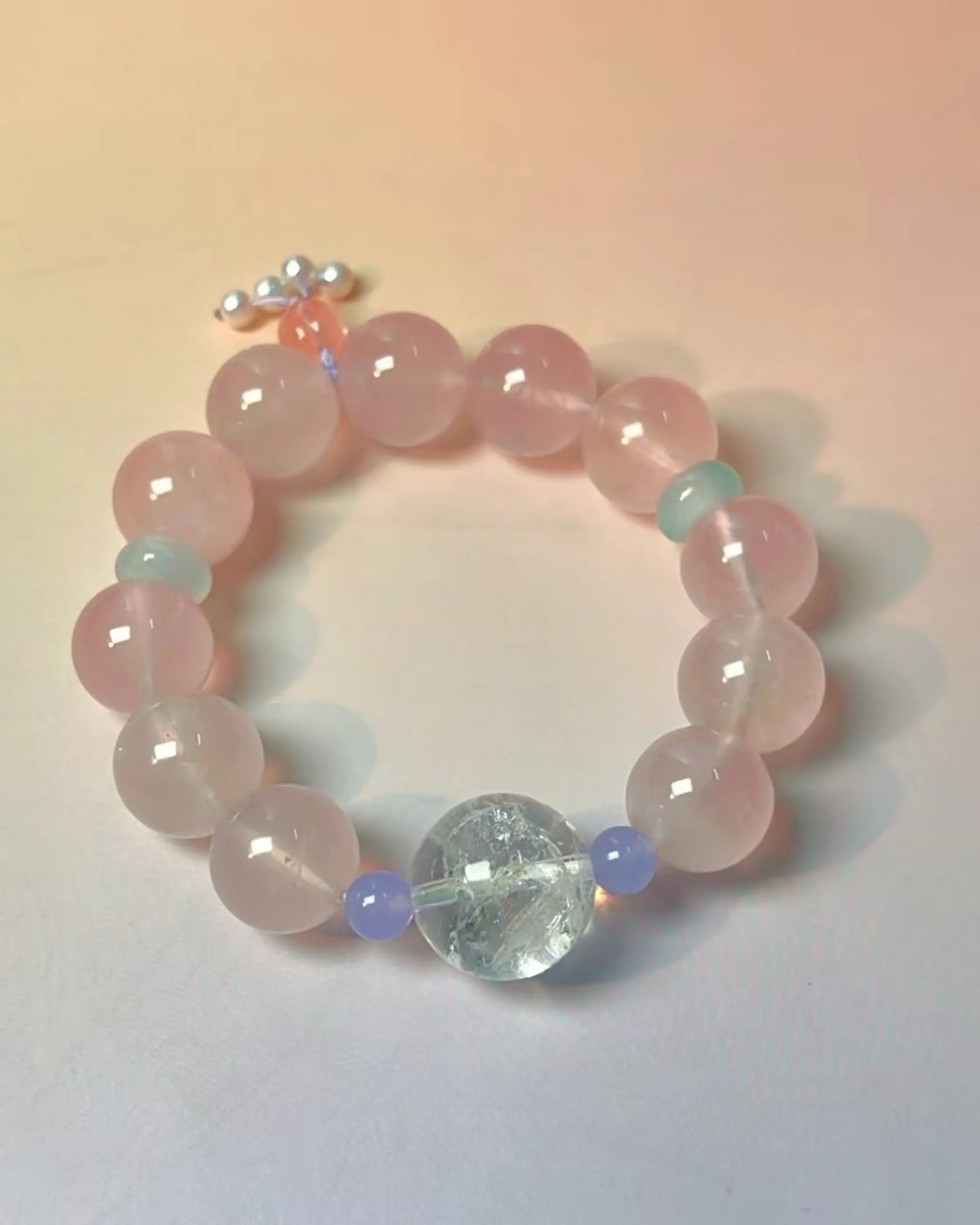 OEM/ODM/Wholesale Natural Rose Quartz & Pearl Beaded Bracelet | Adjustable 15–17cm