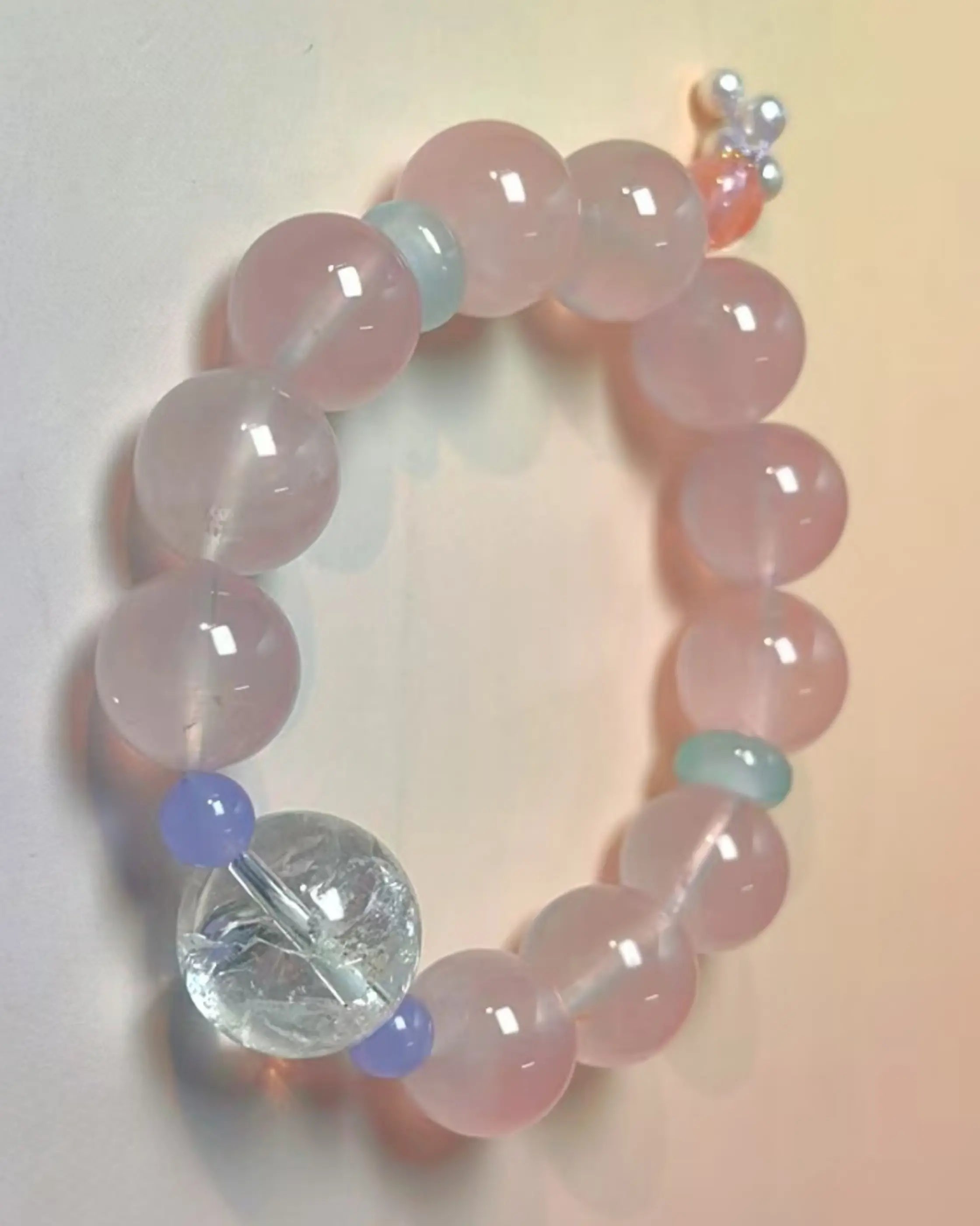 OEM/ODM/Wholesale Natural Rose Quartz & Pearl Beaded Bracelet | Adjustable 15–17cm