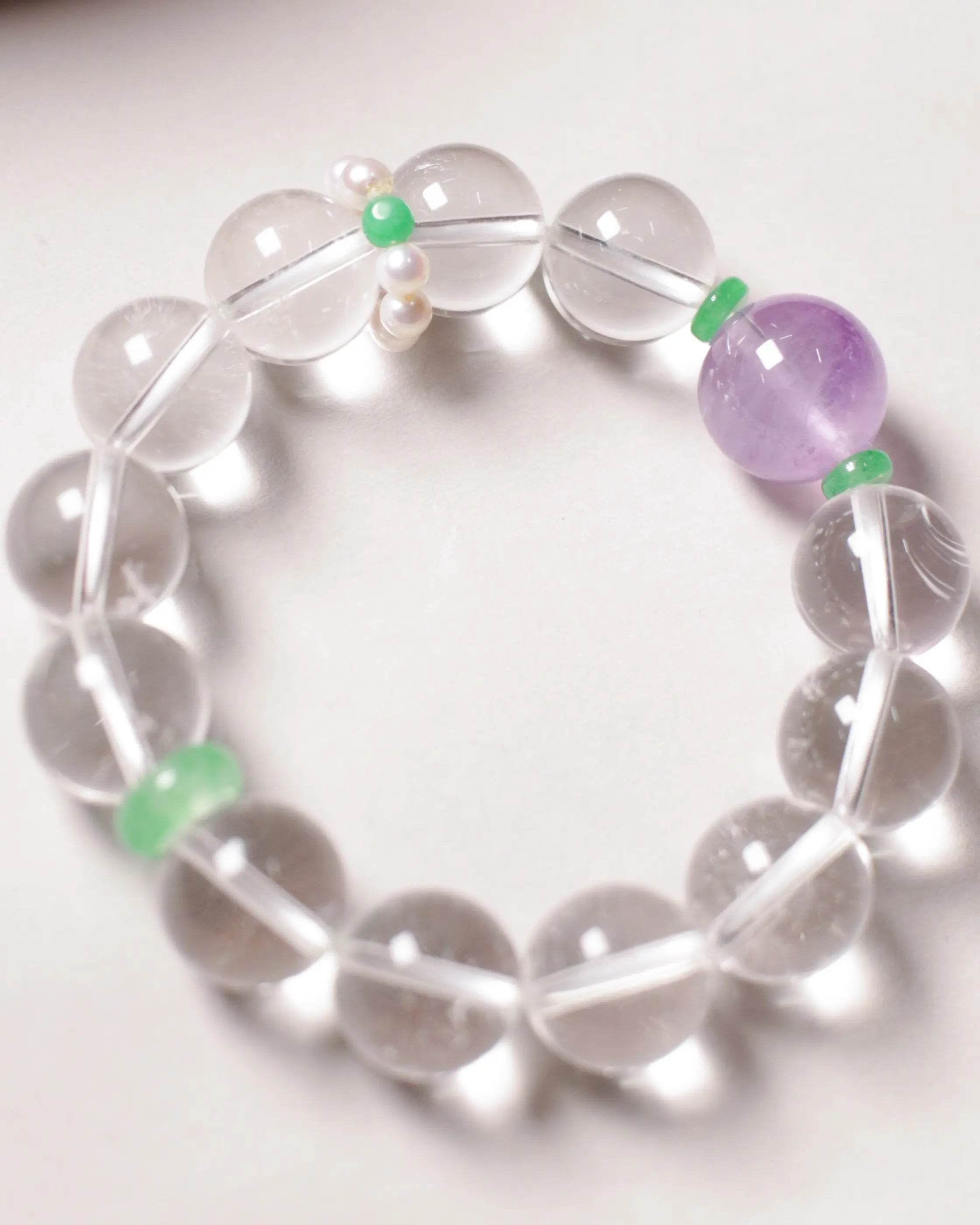 OEM/ODM/Wholesale Natural Crystal & Amethyst Bracelet | Clear Quartz & Amethyst Beads | 15–17cm