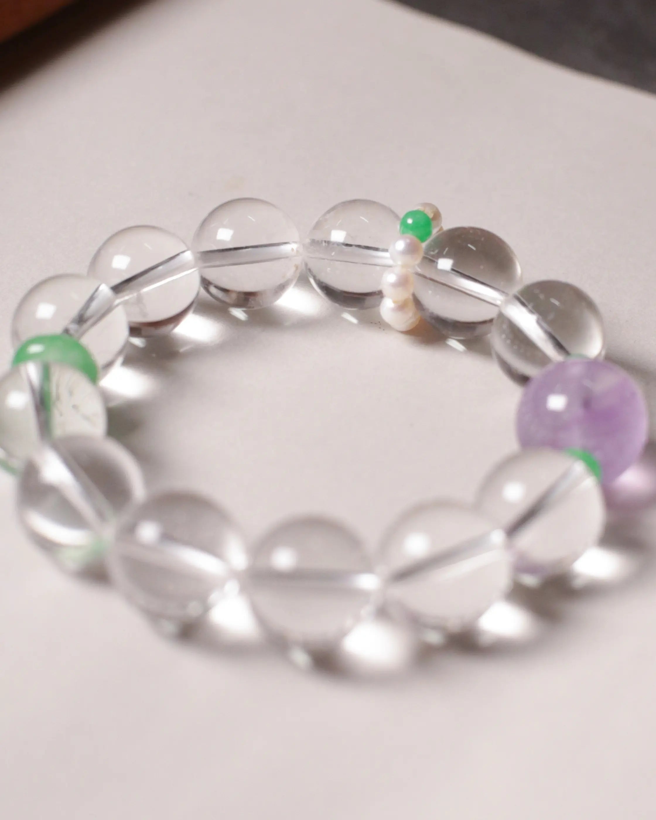 OEM/ODM/Wholesale Natural Crystal & Amethyst Bracelet | Clear Quartz & Amethyst Beads | 15–17cm