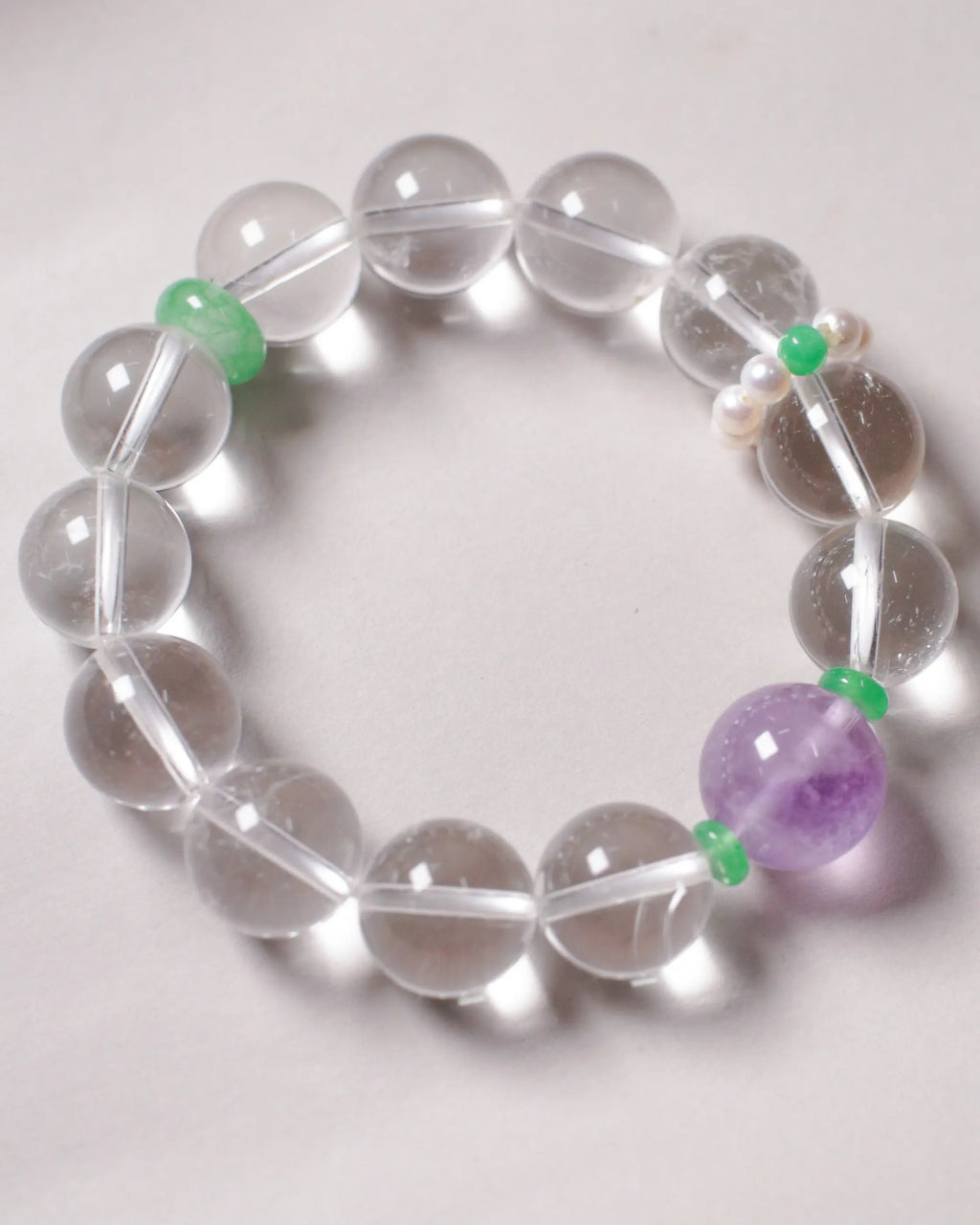 OEM/ODM/Wholesale Natural Crystal & Amethyst Bracelet | Clear Quartz & Amethyst Beads | 15–17cm
