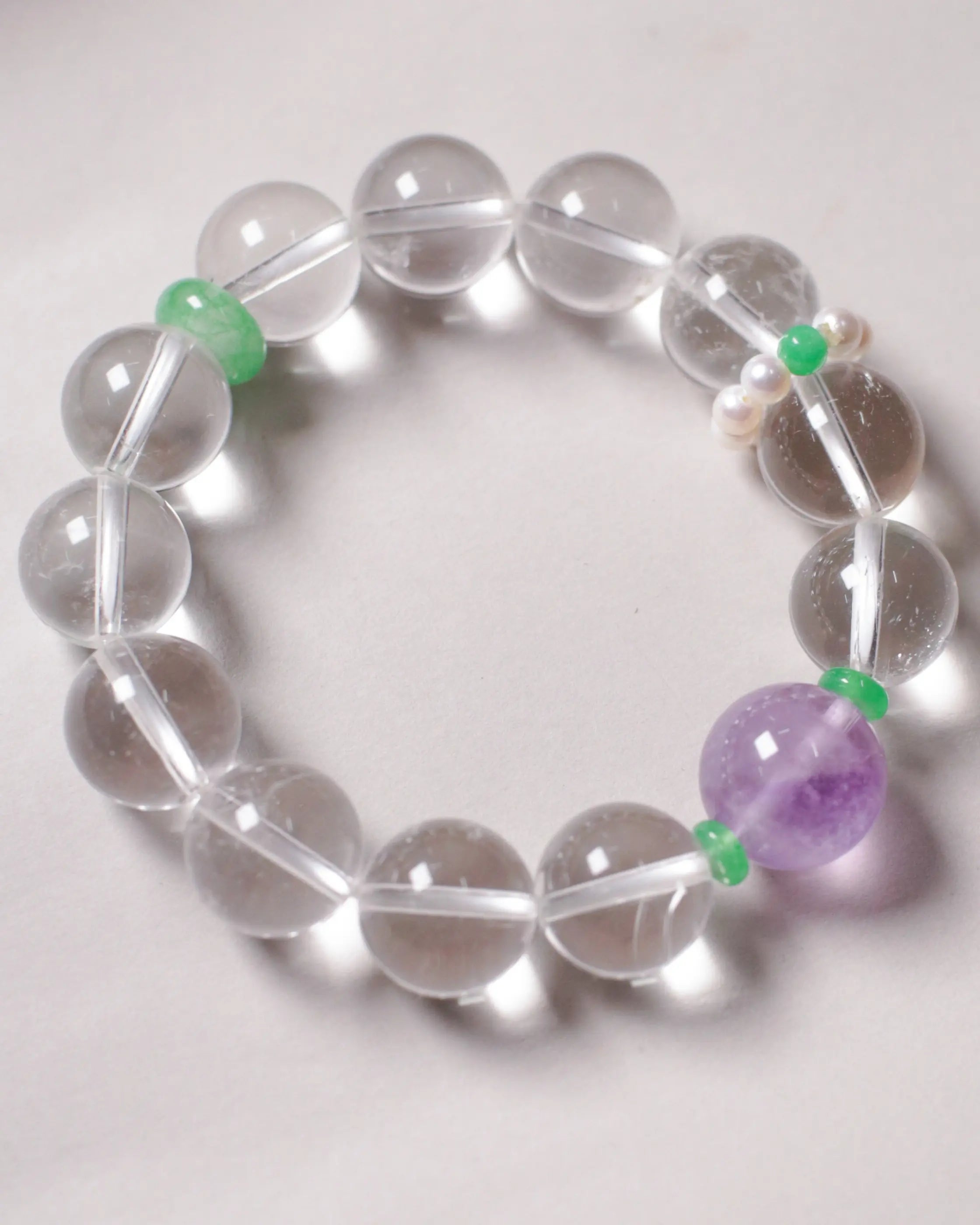 OEM/ODM/Wholesale Natural Crystal & Amethyst Bracelet | Clear Quartz & Amethyst Beads | 15–17cm