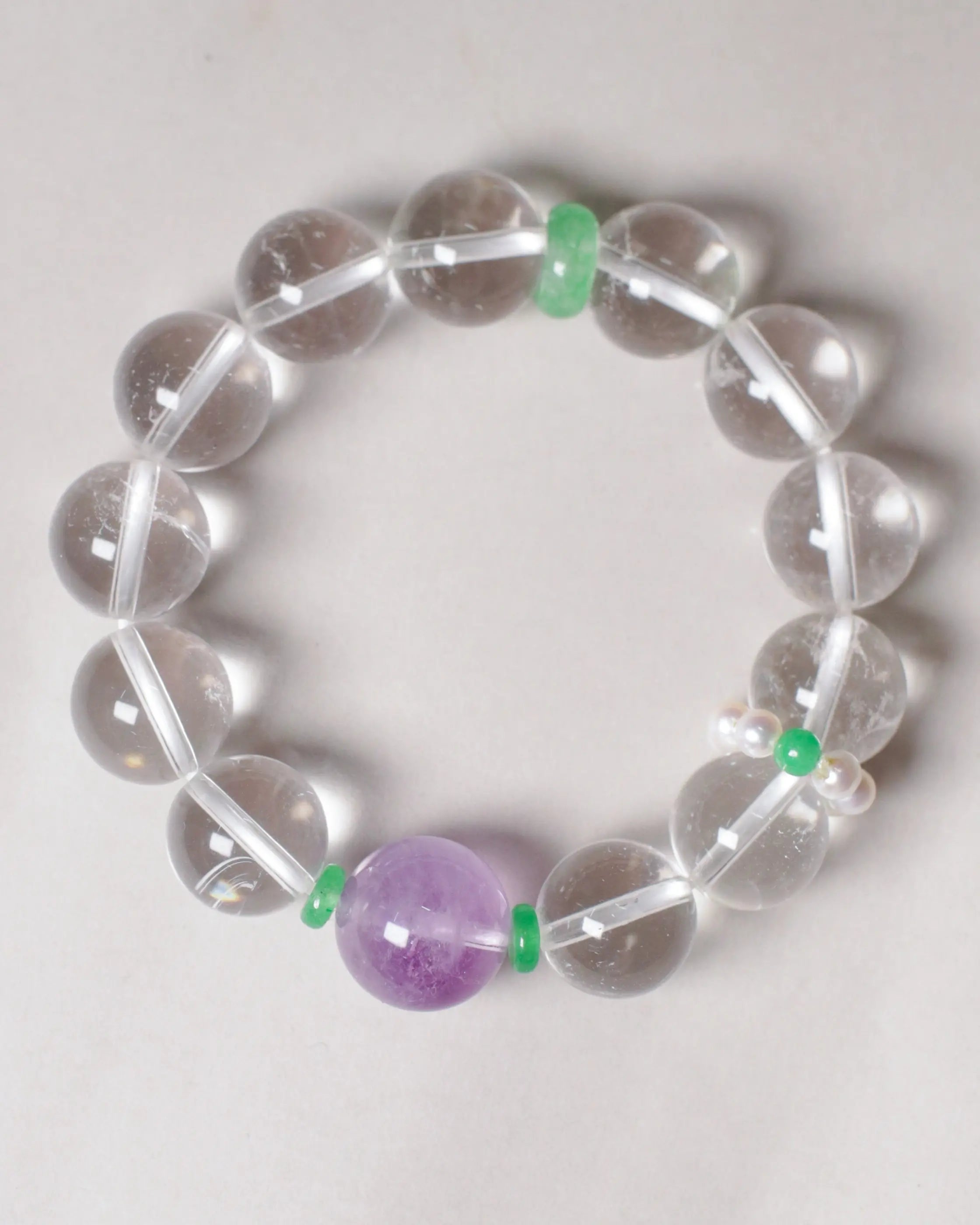 OEM/ODM/Wholesale Natural Crystal & Amethyst Bracelet | Clear Quartz & Amethyst Beads | 15–17cm