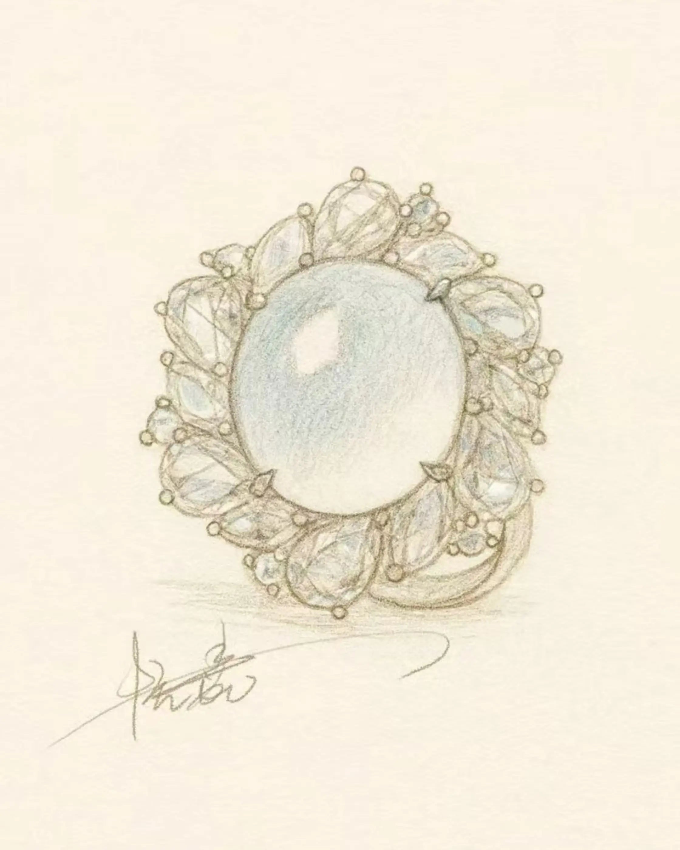 OEM/ODM/Wholesale 18K White Gold Jadeite & Lab Diamond Statement Ring | 12.8×14.5×8.4mm Cabochon | 10.48g