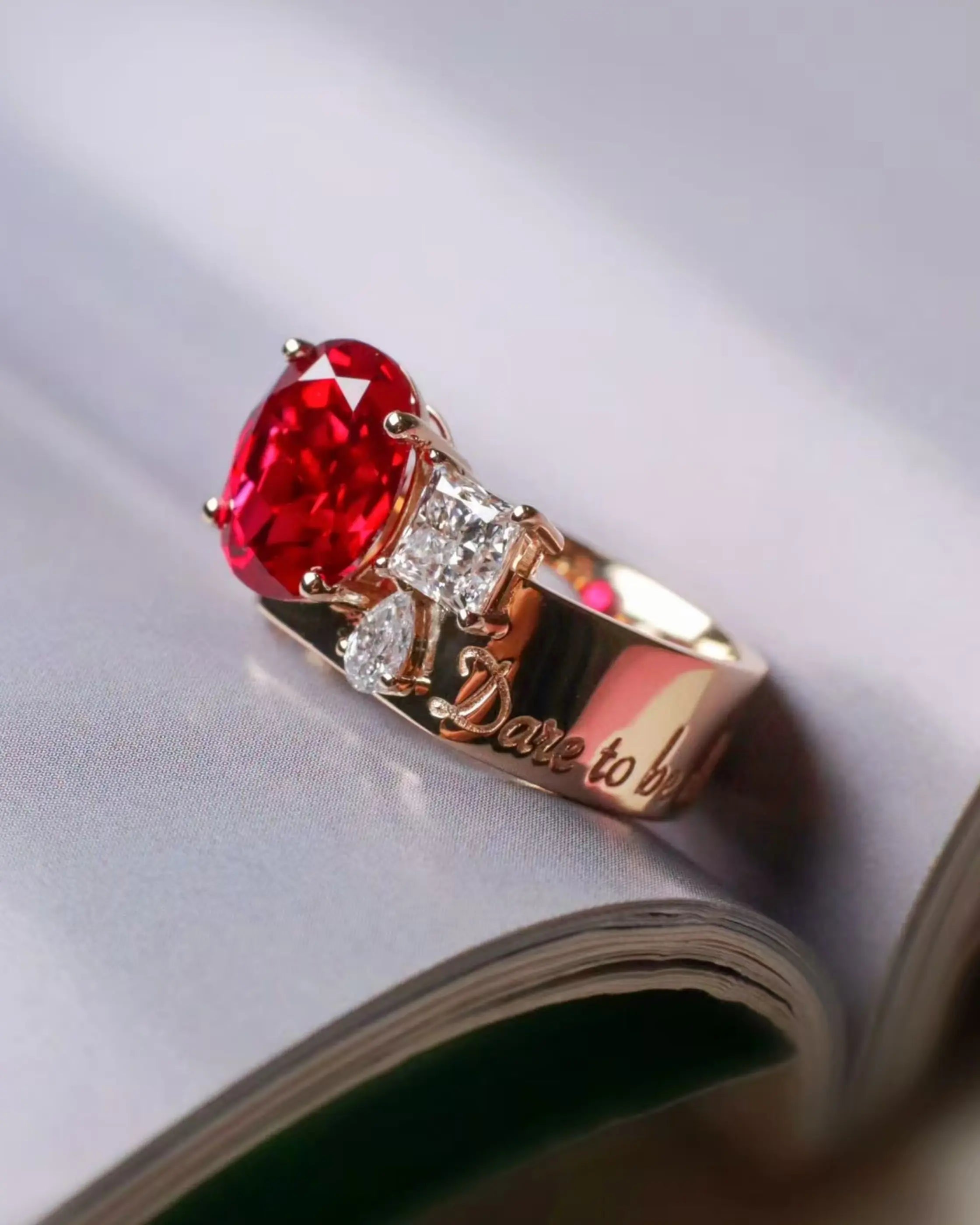 OEM/ODM/Wholesale Lab-Grown Ruby Ring in 9K Gold | 4.865ct Ruby | 0.882ct Diamonds | 7.35g