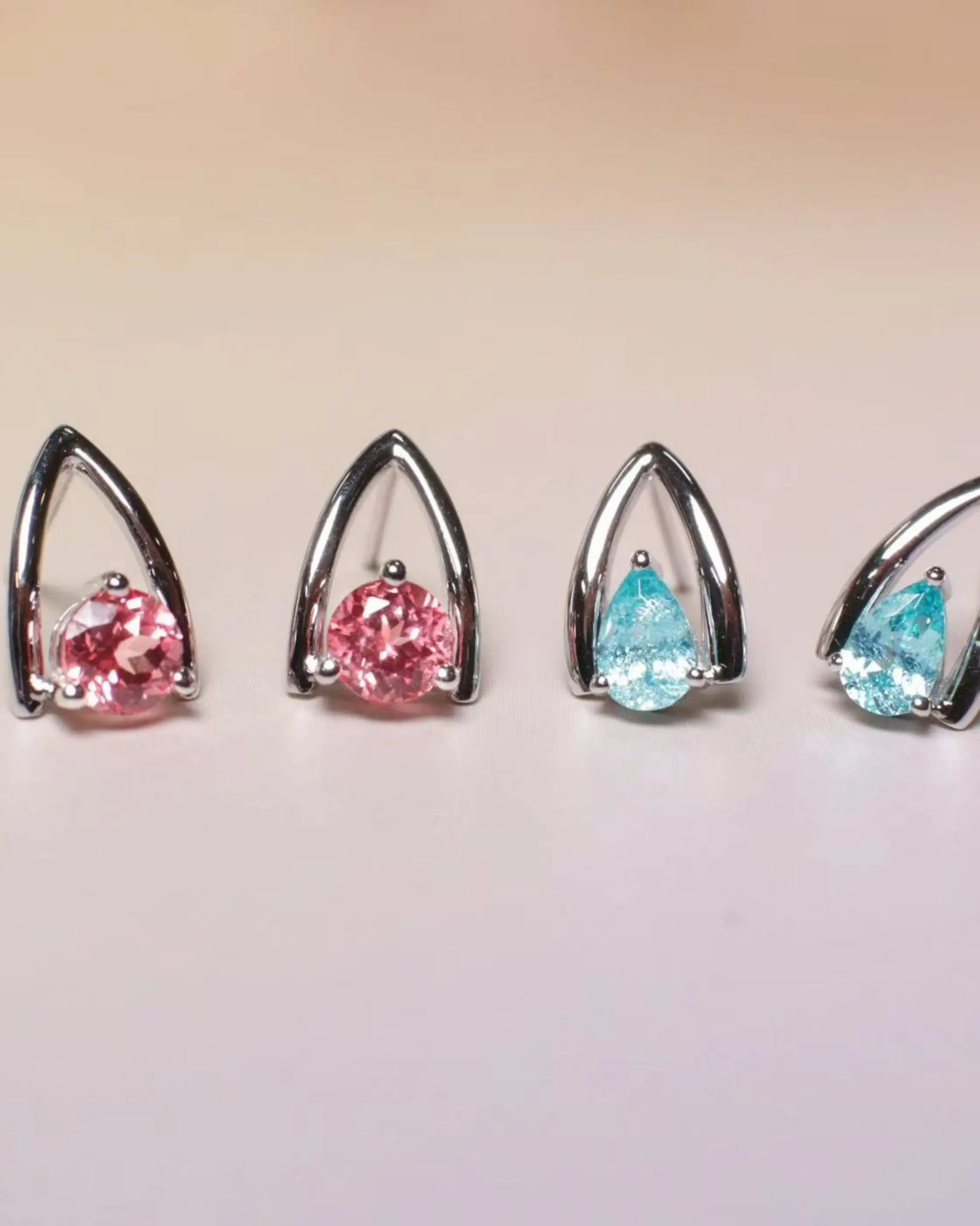OEM/ODM/Wholesale Lab-Grown Gemstone Earrings Collection | 9K Gold | Paraiba & Padparadscha | 2g