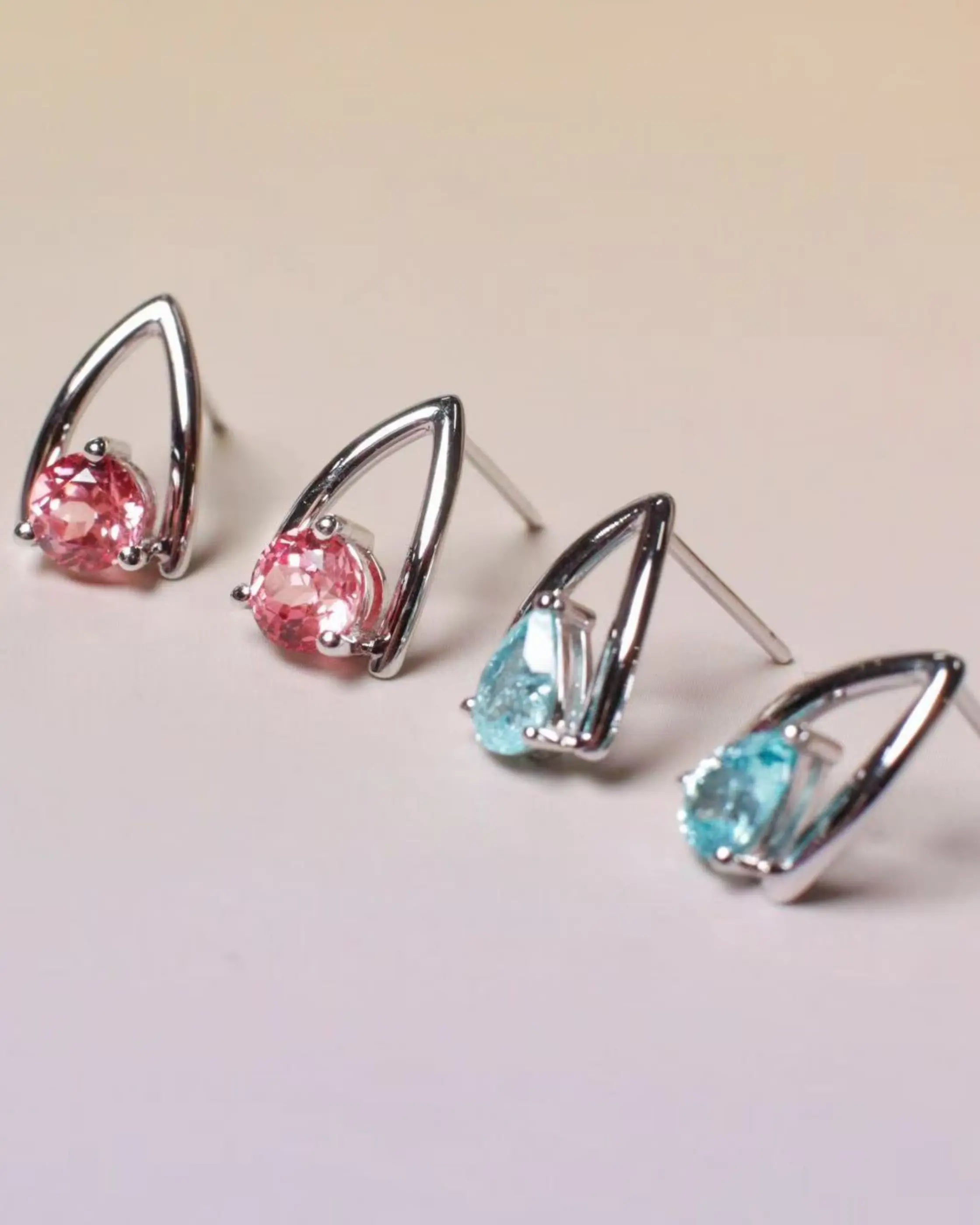 OEM/ODM/Wholesale Lab-Grown Gemstone Earrings Collection | 9K Gold | Paraiba & Padparadscha | 2g