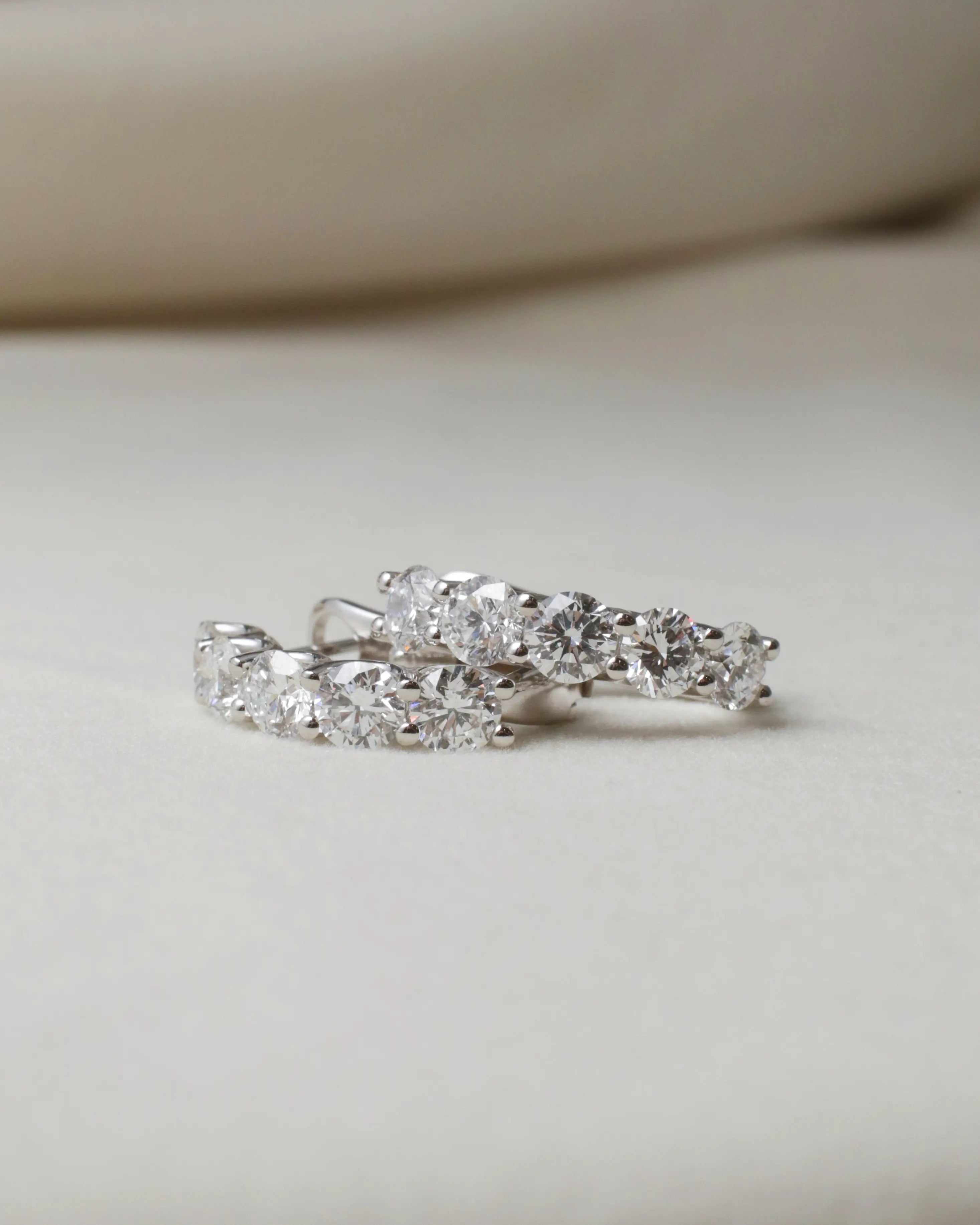 OEM/ODM/Wholesale Round Brilliant Lab-Grown Diamond Hoop Earrings in 18K White Gold | 3.285ct | Classic Luxury Design