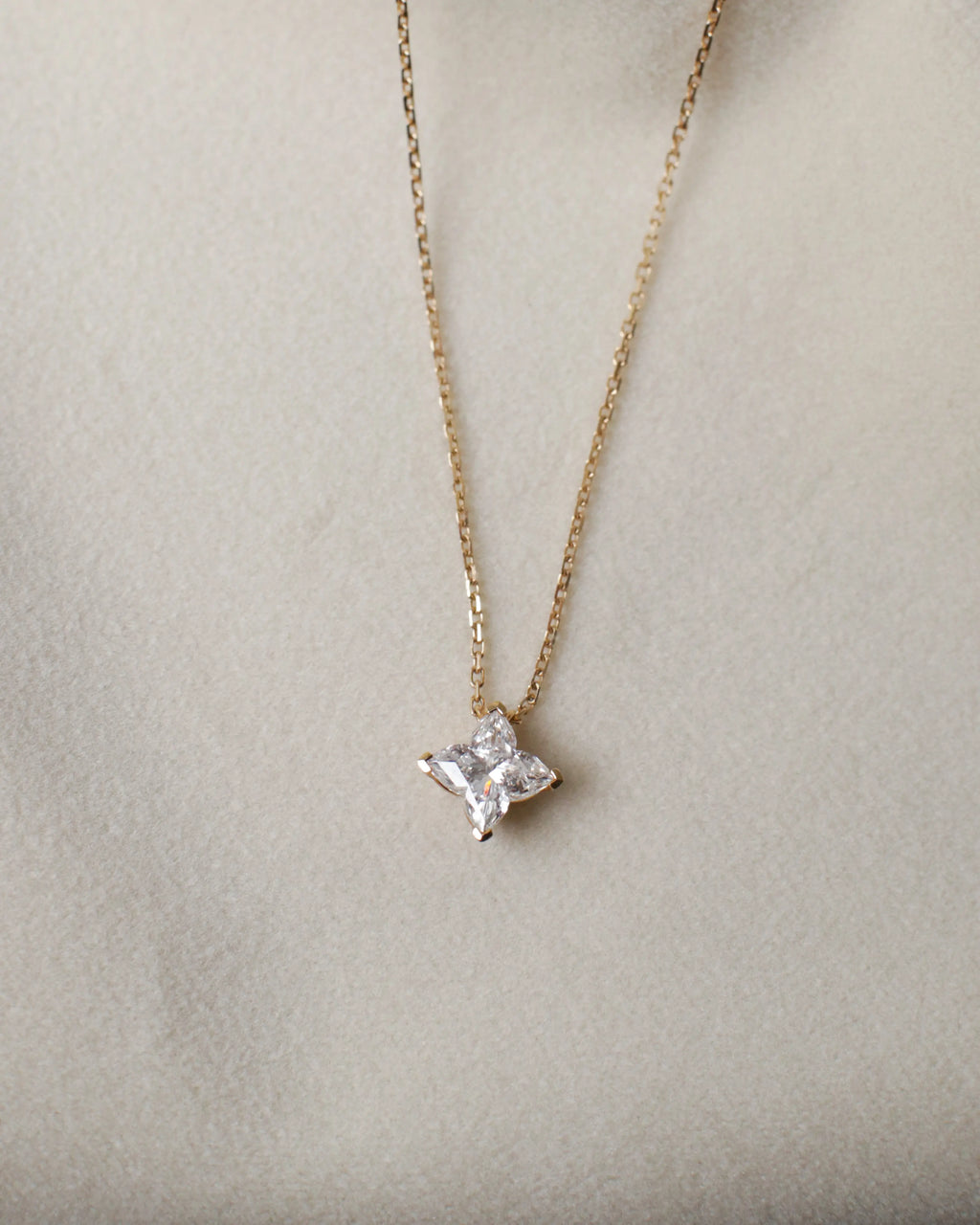 OEM/ODM/Wholesale Lab-Grown Diamond Pendant Necklace in 18K Yellow Gold | 1.065ct Center Stone | Modern Princess-Cut Design