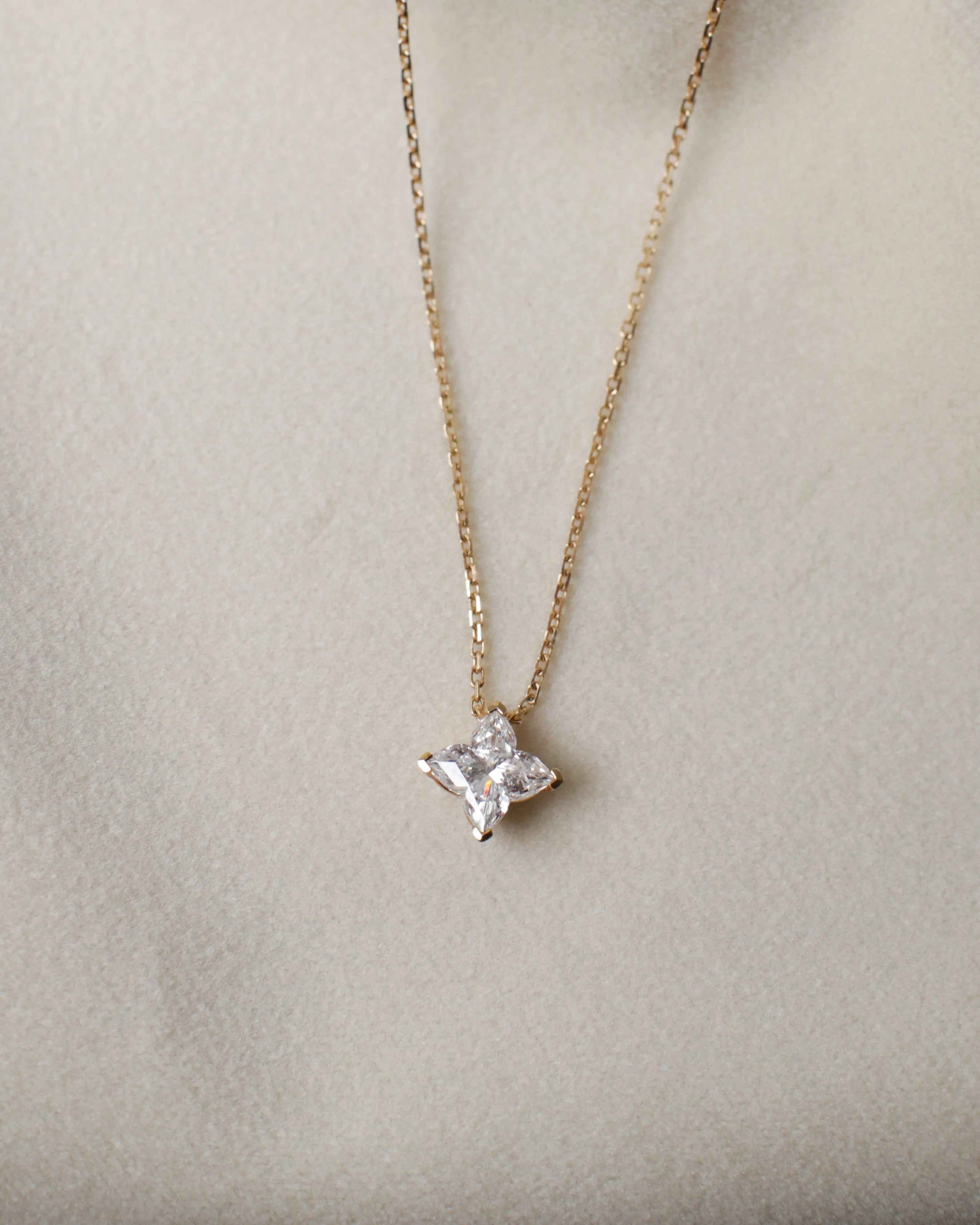 OEM/ODM/Wholesale Lab-Grown Diamond Pendant Necklace in 18K Yellow Gold | 1.065ct Center Stone | Modern Princess-Cut Design