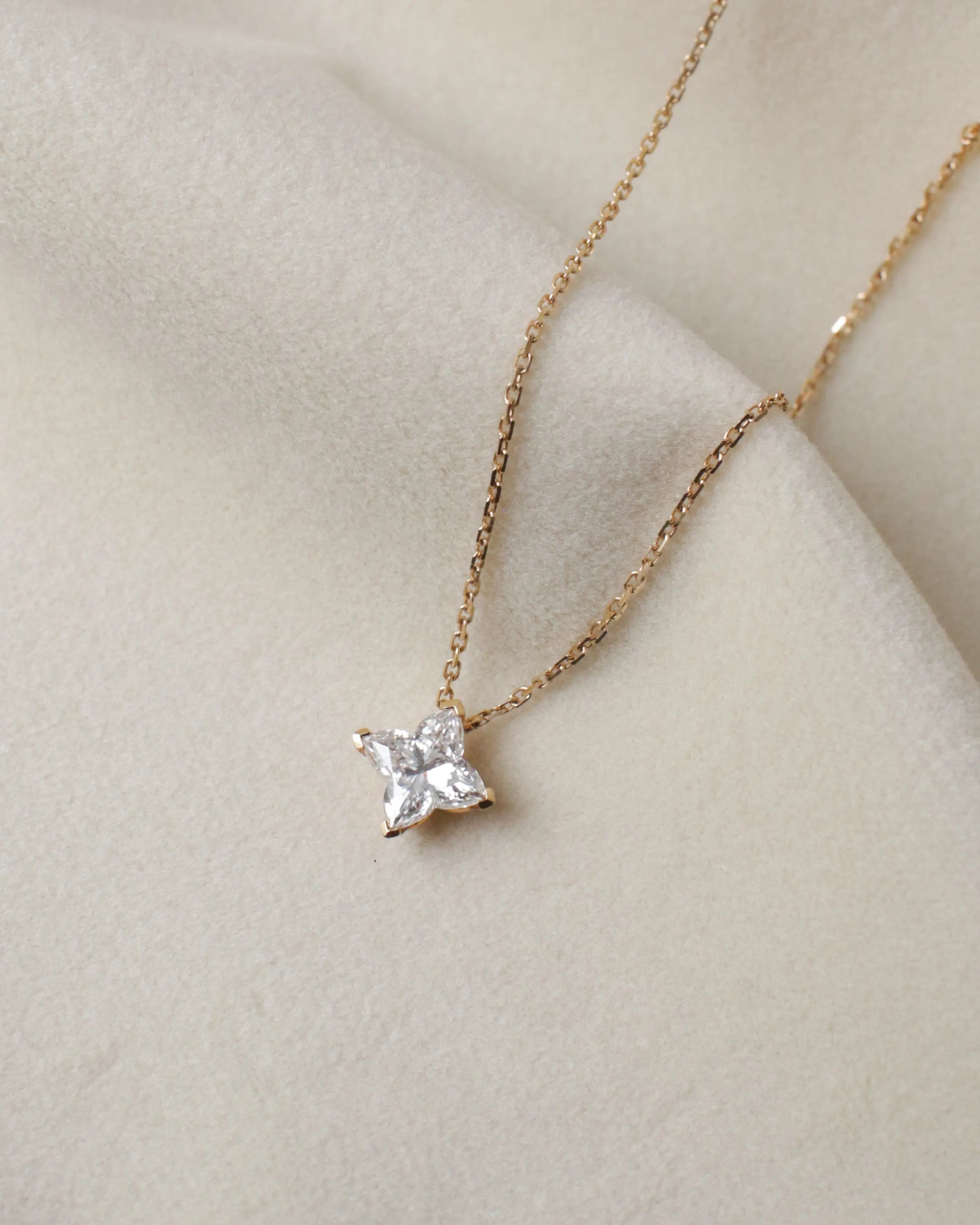 OEM/ODM/Wholesale Lab-Grown Diamond Pendant Necklace in 18K Yellow Gold | 1.065ct Center Stone | Modern Princess-Cut Design