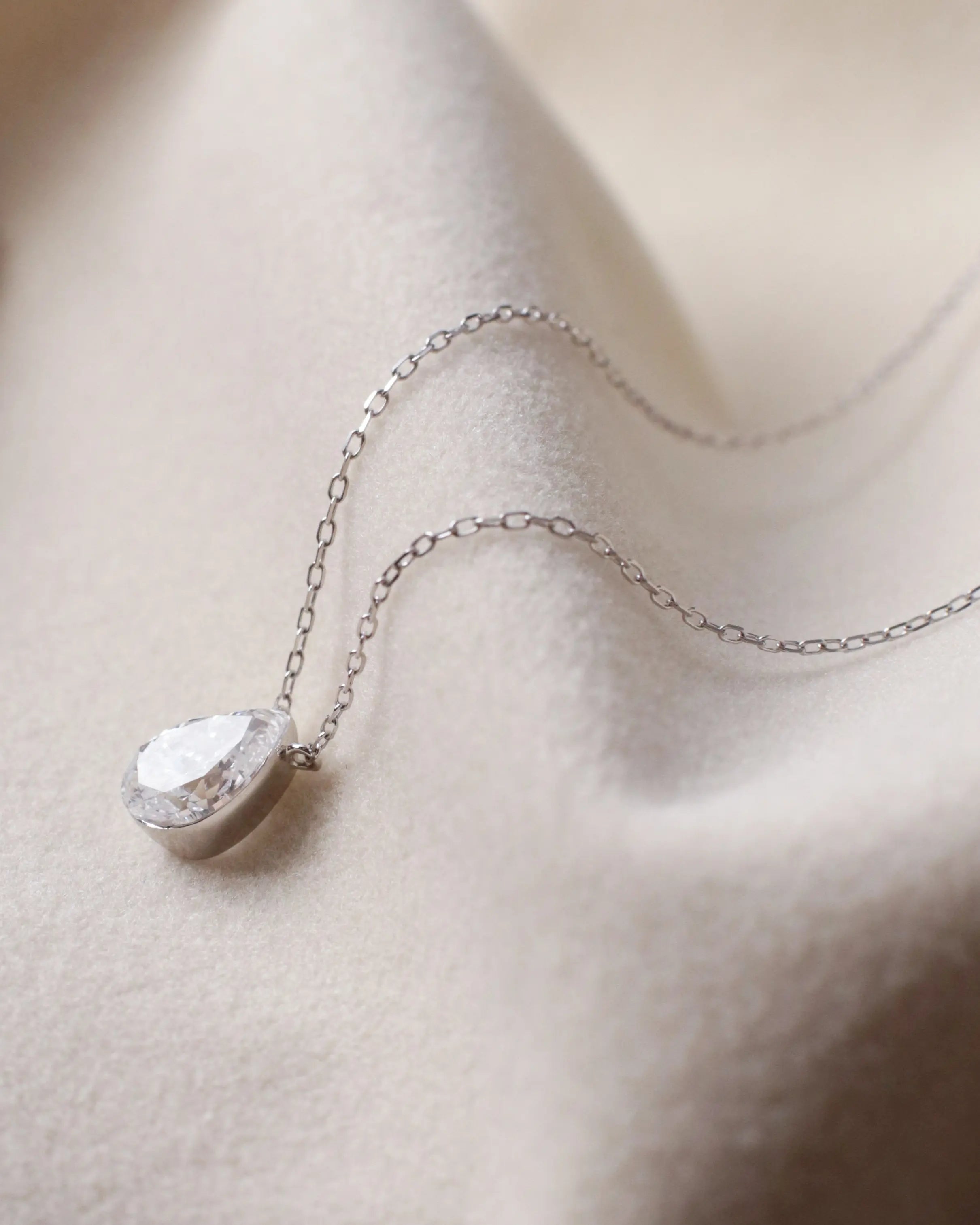 OEM / ODM / Wholesale Pear-Shaped Lab-Grown Diamond Pendant Necklace in 18K White Gold | 1.159ct Center Stone | Solitaire Design