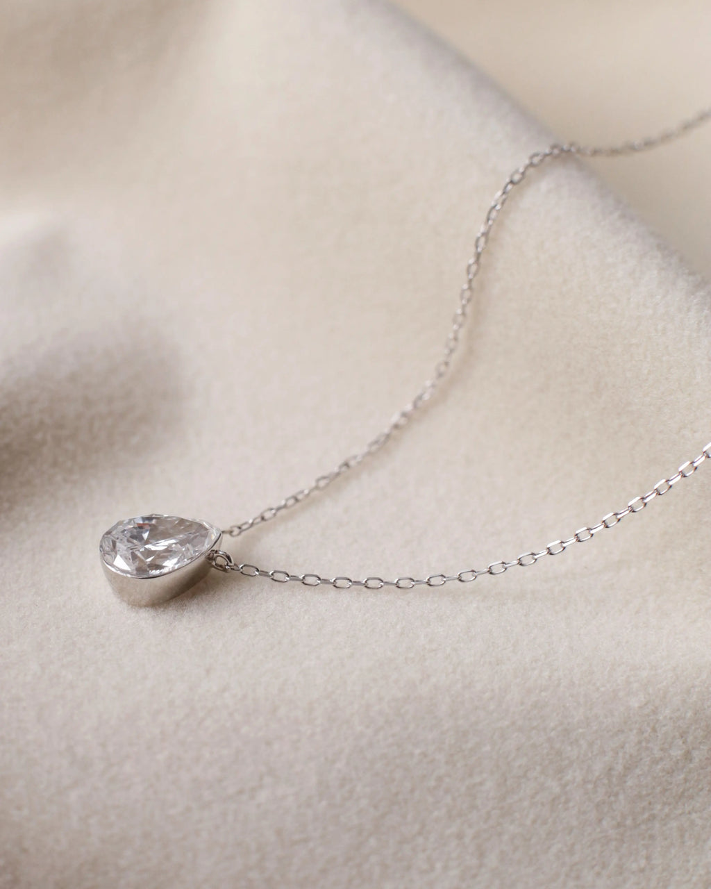 OEM / ODM / Wholesale Pear-Shaped Lab-Grown Diamond Pendant Necklace in 18K White Gold | 1.159ct Center Stone | Solitaire Design