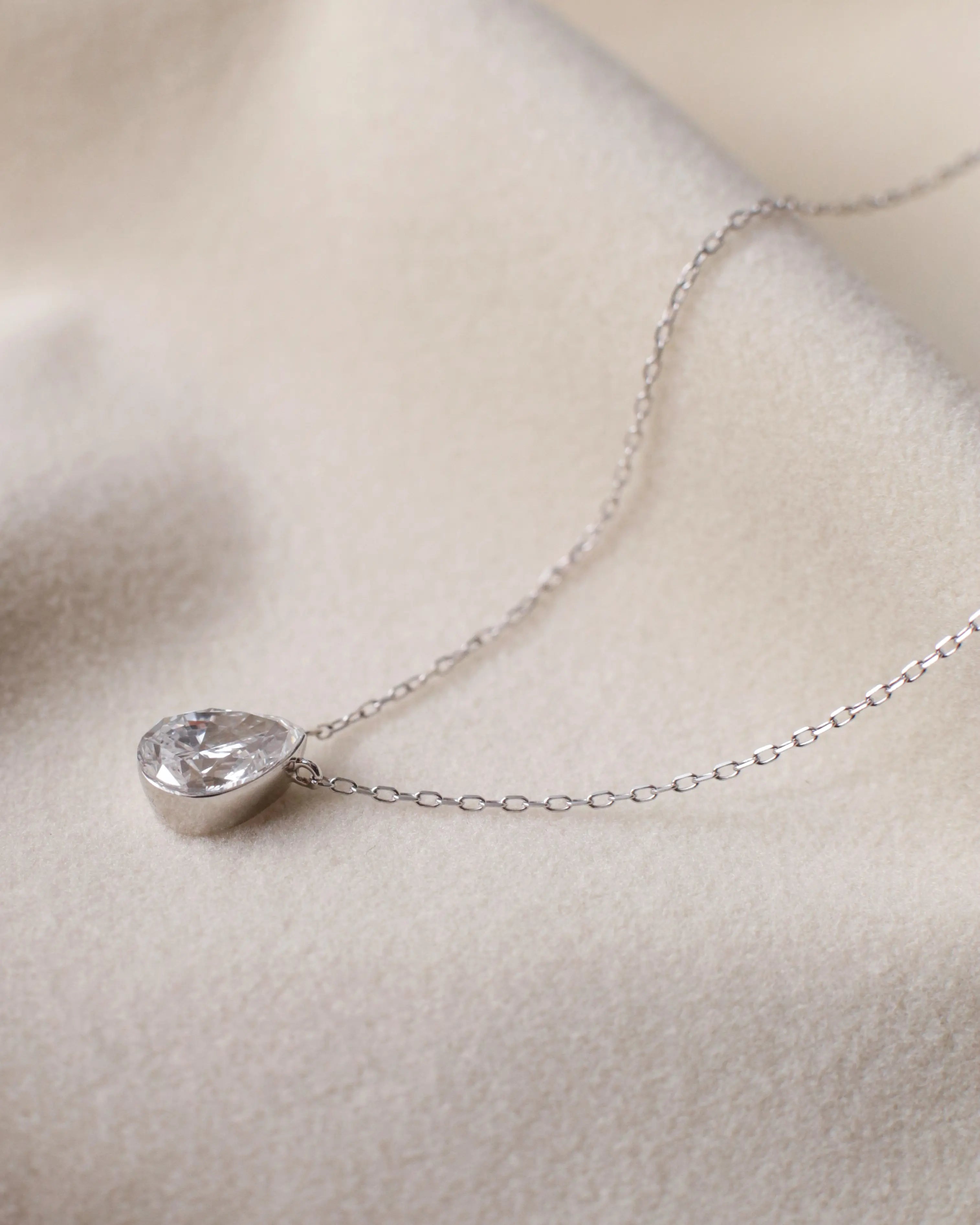 OEM / ODM / Wholesale Pear-Shaped Lab-Grown Diamond Pendant Necklace in 18K White Gold | 1.159ct Center Stone | Solitaire Design