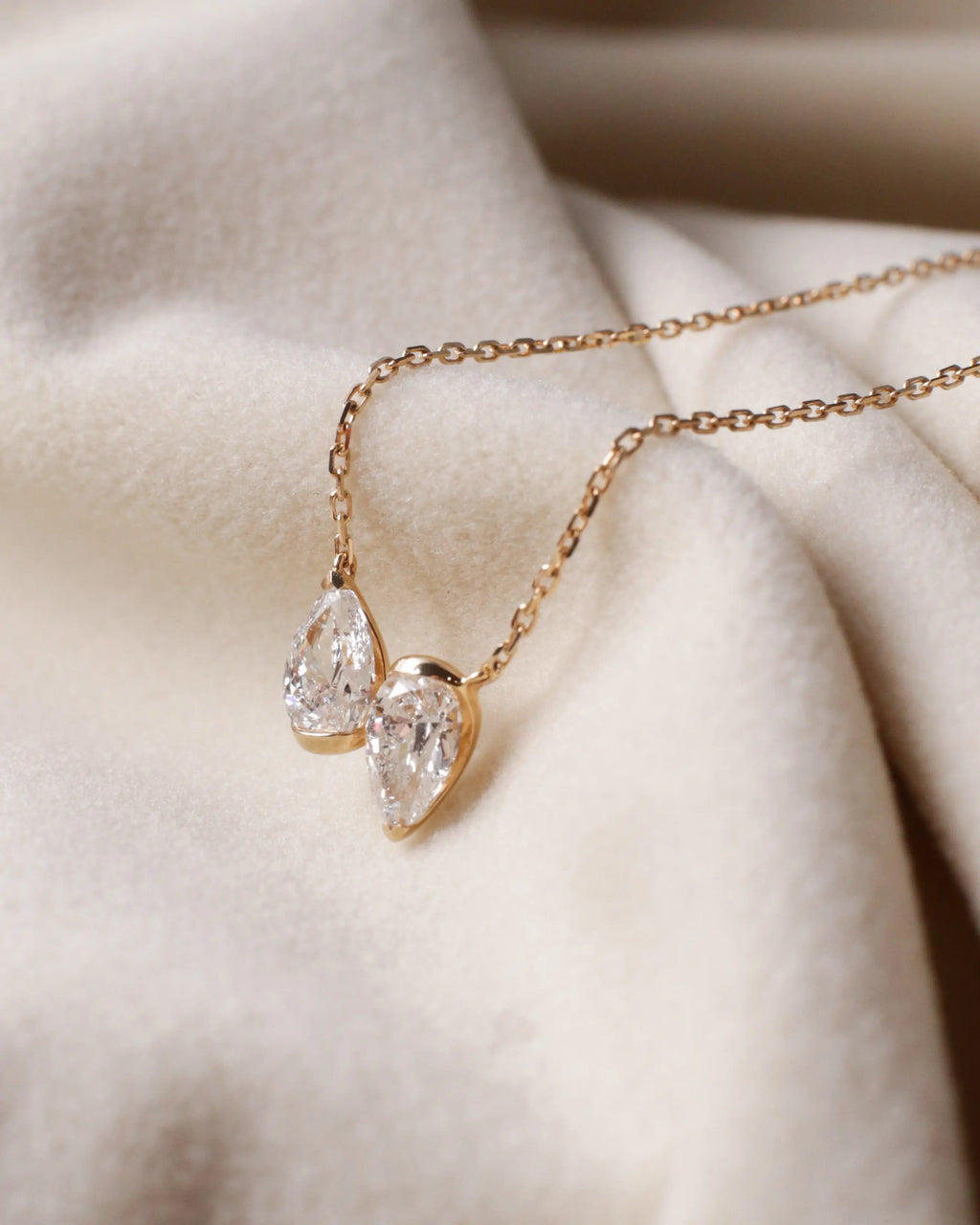 OEM / ODM / Wholesale Pear Shape Lab-Grown Diamond Necklace in 18K Gold | 1.067ct Center Stone | Double Drop Pendant