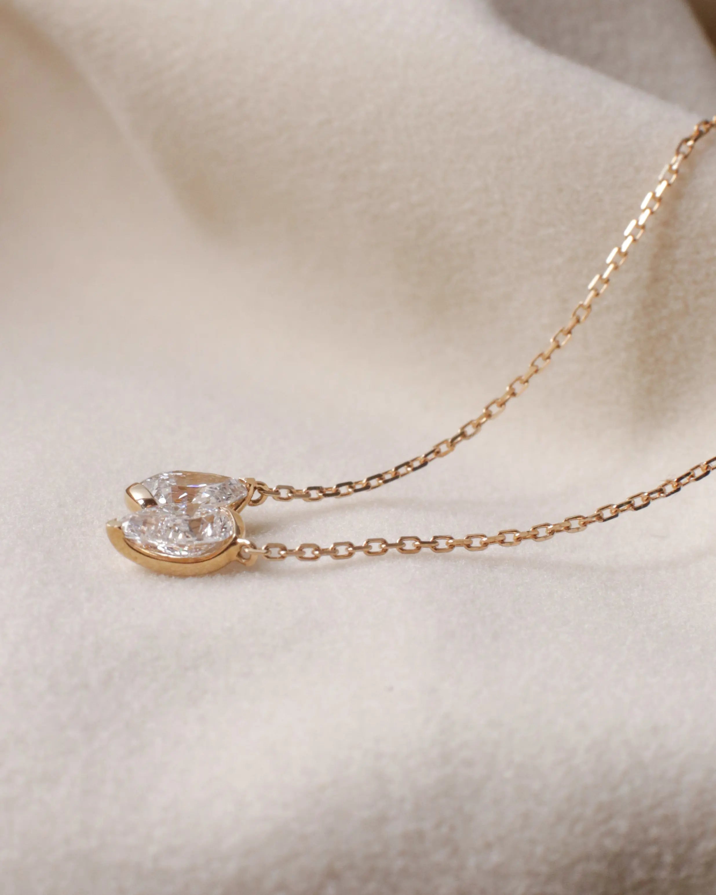 OEM / ODM / Wholesale Pear Shape Lab-Grown Diamond Necklace in 18K Gold | 1.067ct Center Stone | Double Drop Pendant
