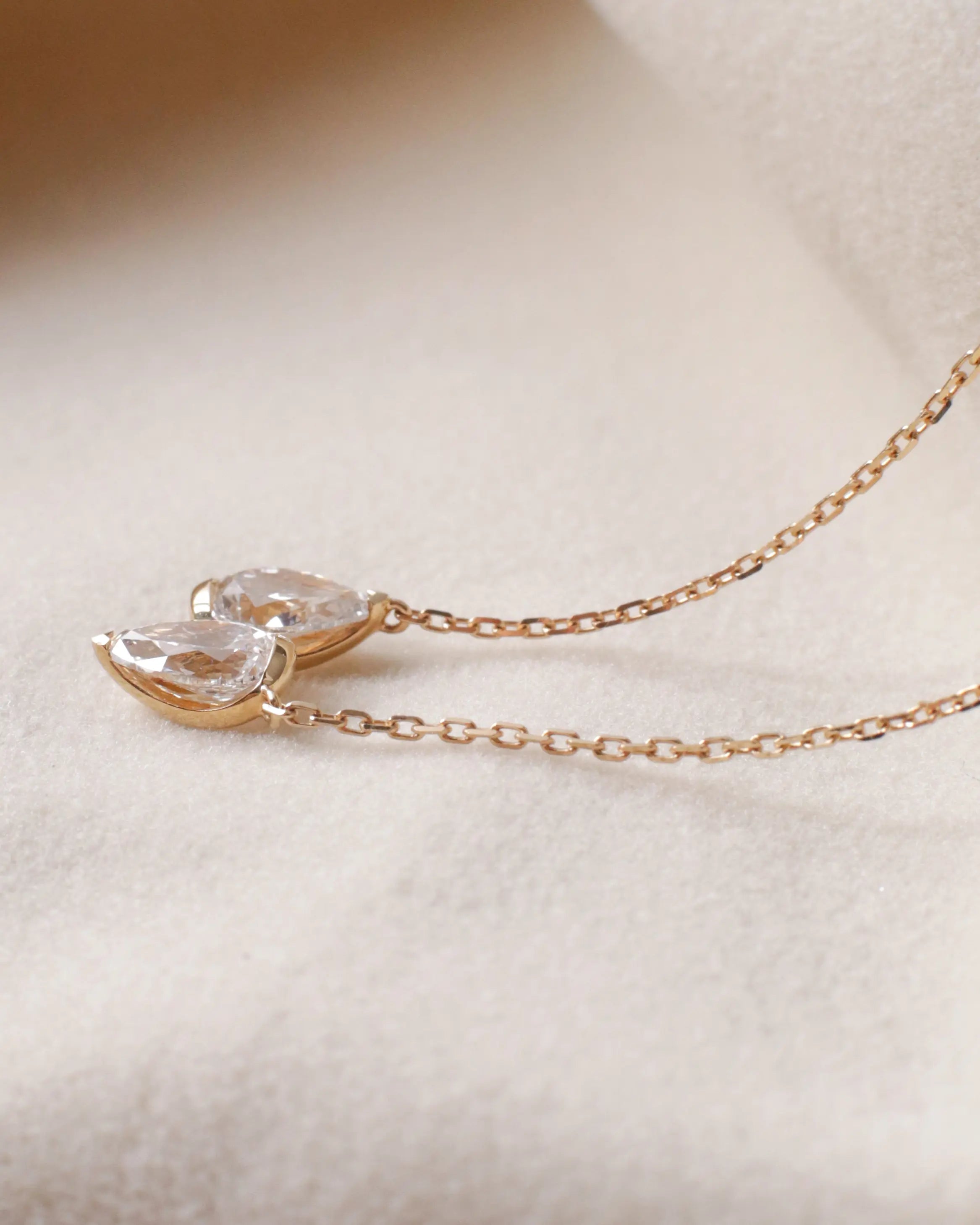 OEM / ODM / Wholesale Pear Shape Lab-Grown Diamond Necklace in 18K Gold | 1.067ct Center Stone | Double Drop Pendant